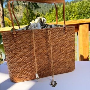 Elegant Tan Woven ShivanUrban Tote Bag